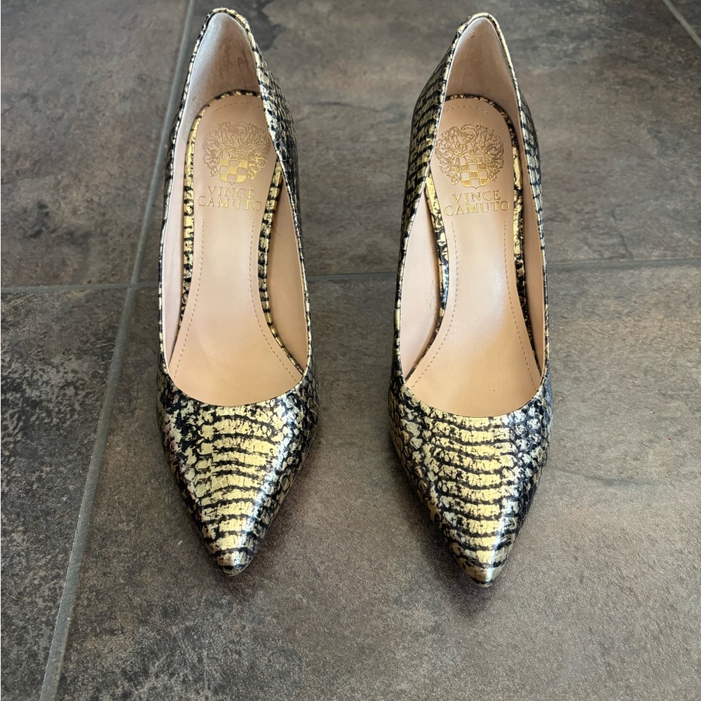 Vince Camuto Metallic Snakeskin Heels